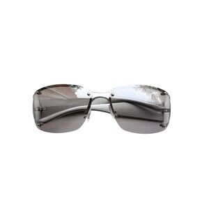 True Religion Women’s Y2K Stylish Silver Reflective Wrap-Around Sunglasses